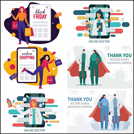 17款购物金融科技医生插图第一素材网矢量素材精选