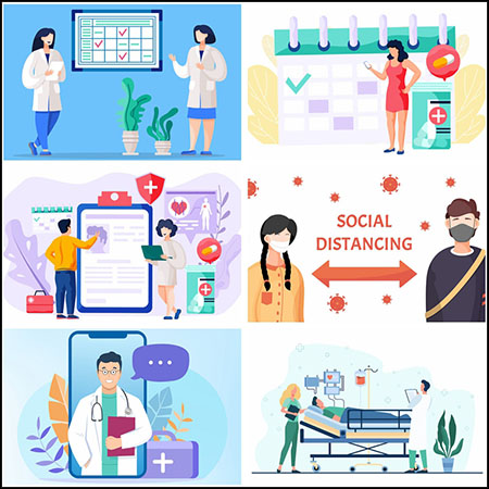 11款医生护士病毒预防宣传插图第一素材网矢量素材精选