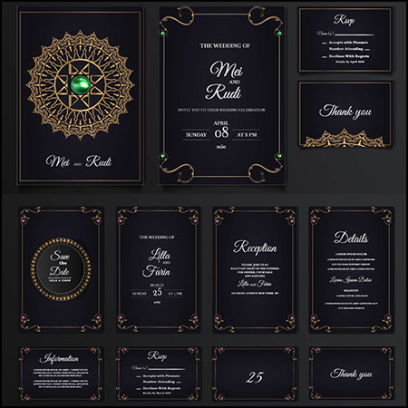 6套豪华婚礼请柬邀请函EPS第一素材网矢量素材精选