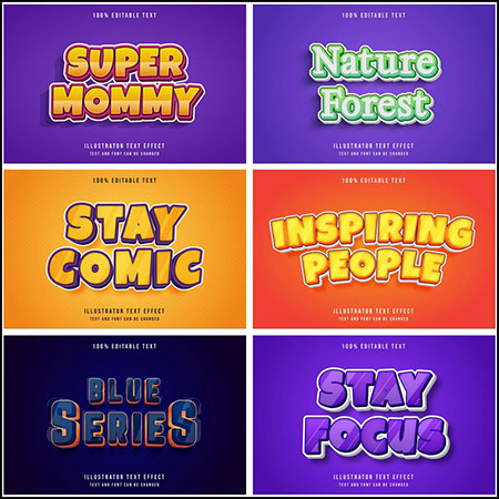 8款创意艺术字3D立体艺术字文本样式矢量模版142