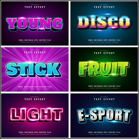 7款创意艺术字3D立体艺术字文本样式矢量模版144