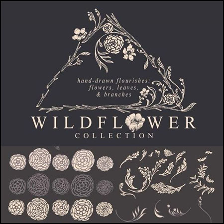 浪漫手绘花卉花环花朵PNG/AI第一素材网矢量插图精选