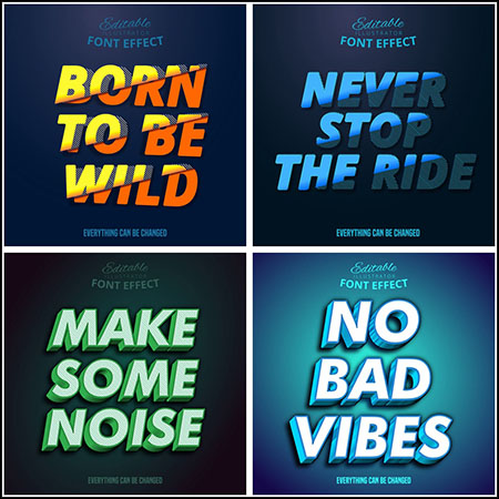 8款创意艺术字3D立体艺术字文本样式矢量模版145