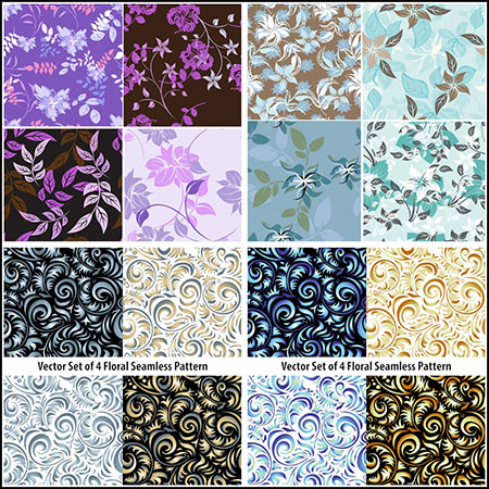 5套花卉图案背景无缝第一素材网矢量素材精选