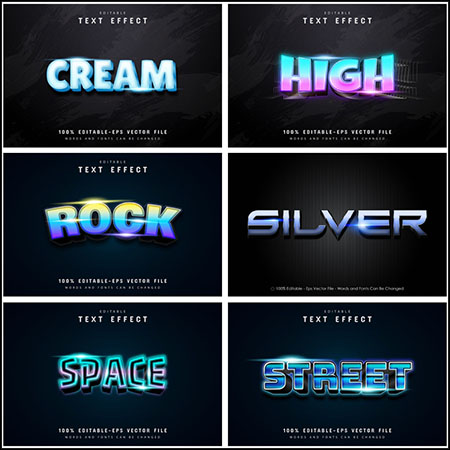 6款创意艺术字3D立体艺术字文本样式矢量模版147