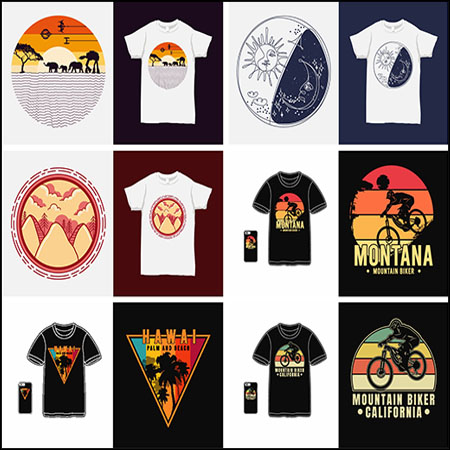 12款T恤短袖印染图案第一素材网矢量素材精选