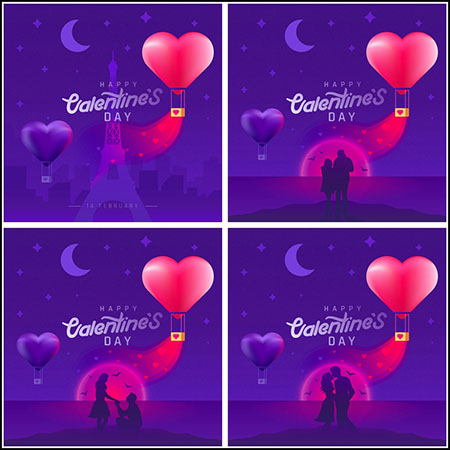 4款浪漫情人节海报背景第一素材网矢量素材精选
