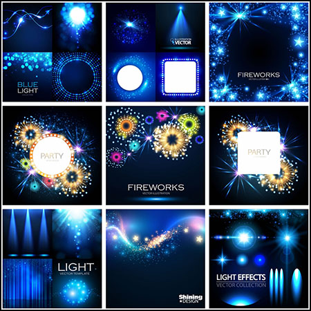 9套聚光灯烟花和光晕背景第一素材网矢量素材精选