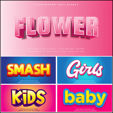 9款创意艺术字3D立体艺术字文本样式矢量模版153