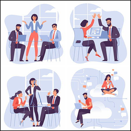 7款年轻男女职员商务办公插图第一素材网矢量素材精选