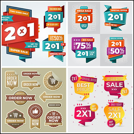 4套商场促销打折标签横幅第一素材网矢量素材精选