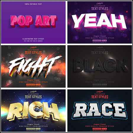 8款创意艺术字3D立体艺术字文本样式矢量模版162