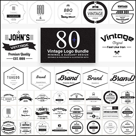 80+优雅复古企业LOGO标志PSD/AI/EPS第一素材网矢量模板精选