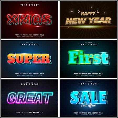 7款创意艺术字3D立体艺术字文本样式矢量模版165