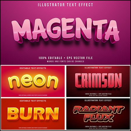 7款创意艺术字3D立体艺术字文本样式矢量模版166