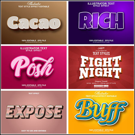 6款创意艺术字3D立体艺术字文本样式矢量模版167