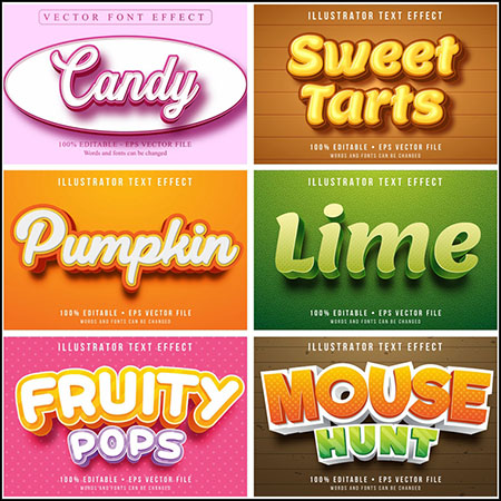 8款创意艺术字3D立体艺术字文本样式矢量模版169