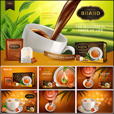 7款袋装红茶横幅海报背景第一素材网矢量素材精选