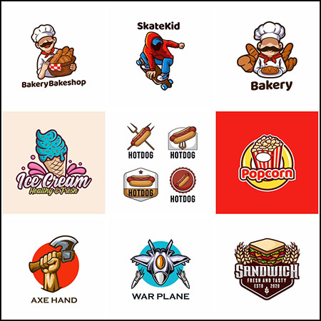 10款快餐热狗面包冷饮游戏LOGO标志第一素材网矢量素材精选