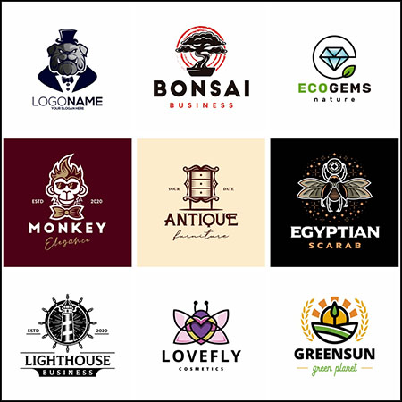 12款家具植物蜜蜂砖石动物形象企业LOGO标志第一素材网矢量素材精选