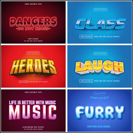 6款创意艺术字3D立体艺术字文本样式矢量模版178