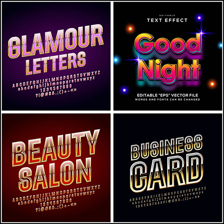 6款创意艺术字3D立体艺术字文本样式矢量模版180