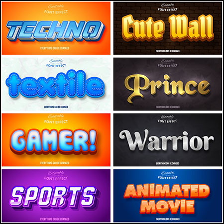 8款创意艺术字3D立体艺术字文本样式矢量模版182