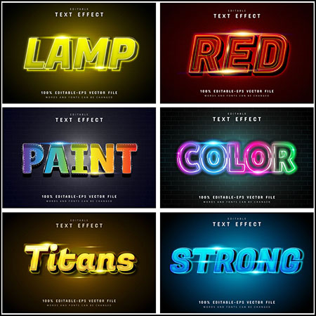 7款创意艺术字3D立体艺术字文本样式矢量模版183