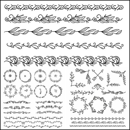 3款手绘花卉花环植物花边图案第一素材网矢量素材精选