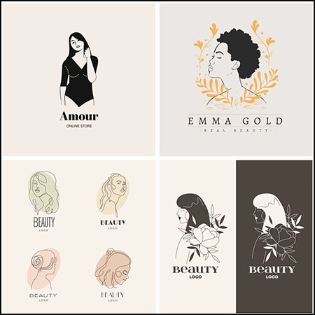 4套手绘女人形象LOGO标志第一素材网矢量素材精选