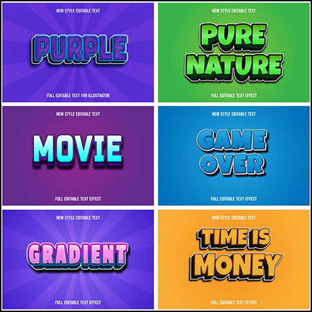 6款创意艺术字3D立体艺术字文本样式矢量模版197