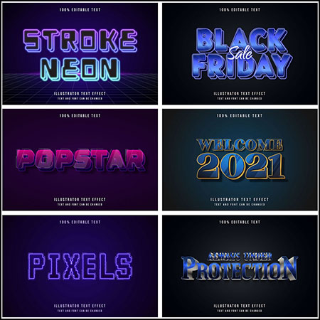 6款创意艺术字3D立体艺术字文本样式矢量模版198