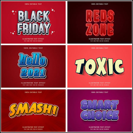 6款创意艺术字3D立体艺术字文本样式矢量模版199