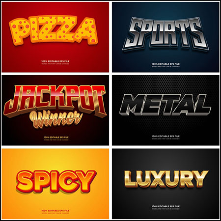 6款创意艺术字3D立体艺术字文本样式矢量模版200