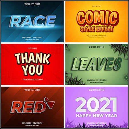 6款创意艺术字3D立体艺术字文本样式矢量模版201