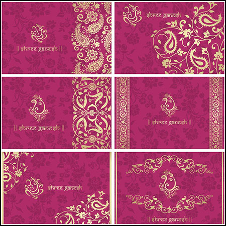 7款印度风花纹背景第一素材网矢量素材精选