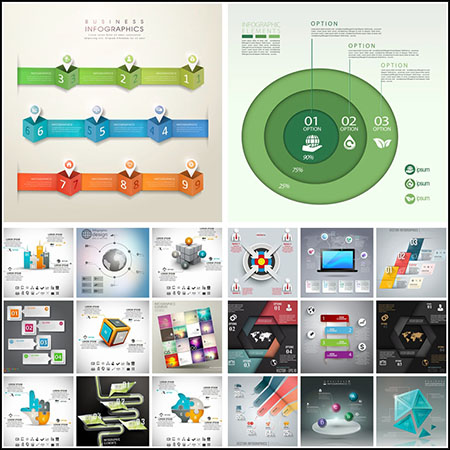 25款饼形三角形多边形序号信息图表第一素材网矢量素材精选
