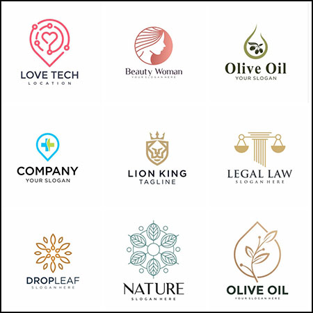 14款花卉天平和女人形象店铺企业LOGO标志第一素材网矢量素材精选