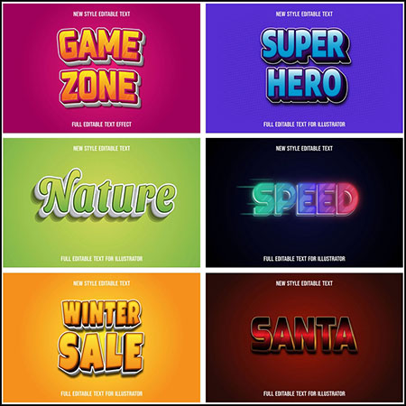 6款创意艺术字3D立体艺术字文本样式矢量模版203