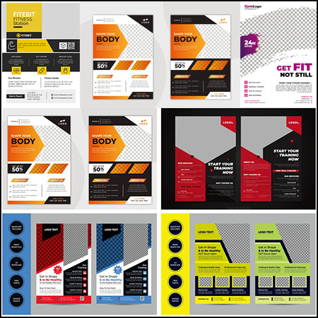 8款企业健身房宣传传单第一素材网矢量模板精选