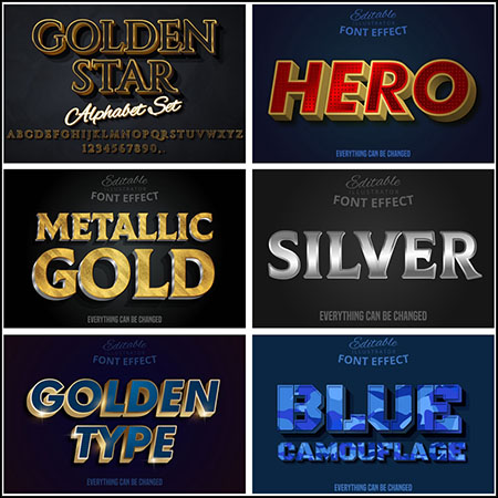 6款创意艺术字3D立体艺术字文本样式矢量模版188