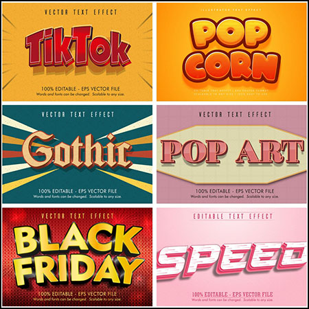 7款创意艺术字3D立体艺术字文本样式矢量模版189