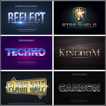 6款创意艺术字3D立体艺术字文本样式矢量模版191