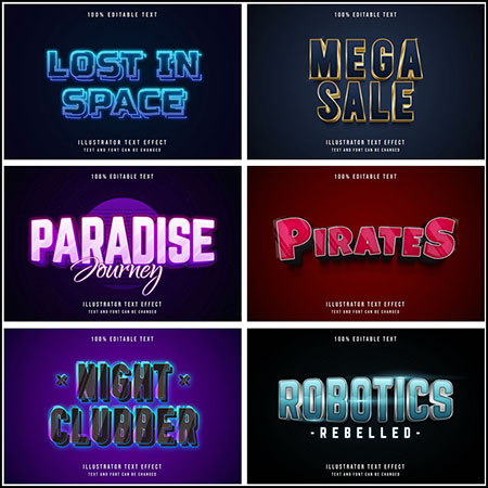 6款创意艺术字3D立体艺术字文本样式矢量模版194