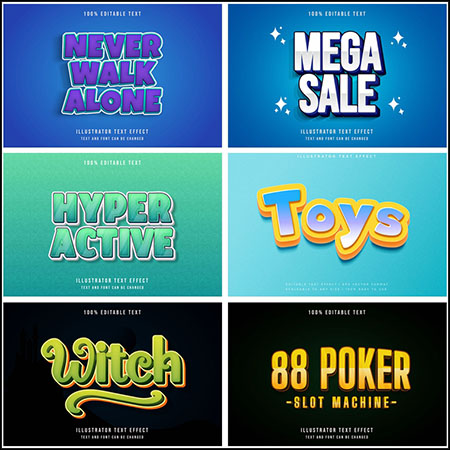 6款创意艺术字3D立体艺术字文本样式矢量模版195