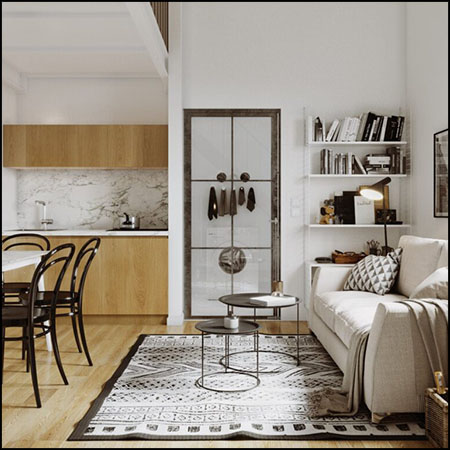 欧式客厅室内场景3D模型By Dung Nh