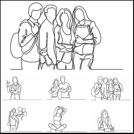 创意线条男人女人运动矢量插画