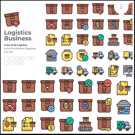 30个物流运输第一素材网矢量图标精选