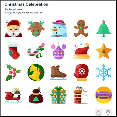 圣诞节庆祝扁平化第一素材网矢量图标精选