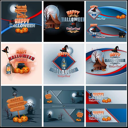 40款万圣节广告横幅海报插图第一素材网矢量素材精选
